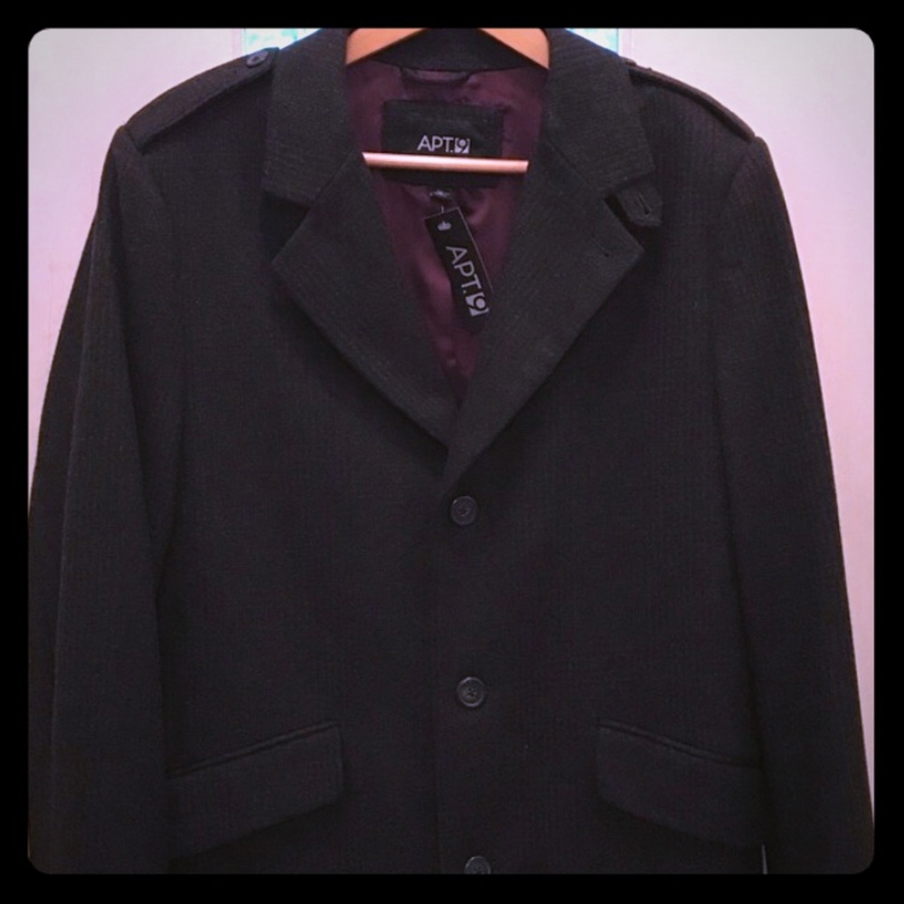 Men’s Charcoal Crosshatch Peacoat Apt. 9